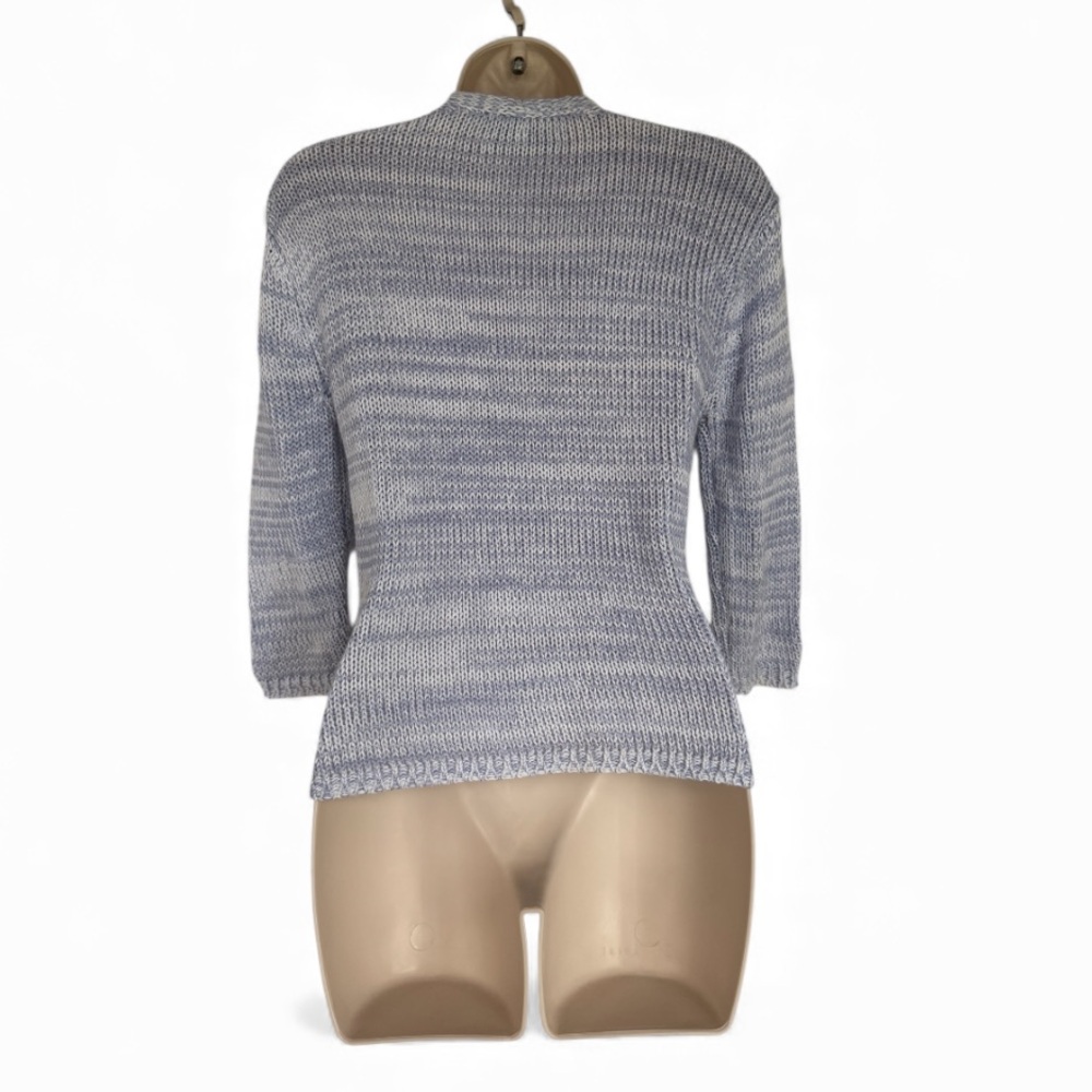 Ballantyne Scotland Silk Cotton Cardi Lavender Marled Knit Luxury Minimalist M - Picture 3 of 7